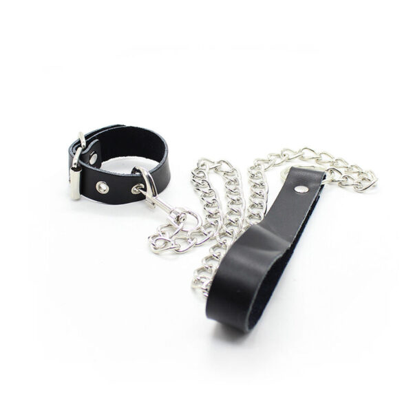 OHMAMA™ FETISH - COLAR PARA PÊNIS E ALÇA DE COURO COM CORRENTE DE METAL - Image 2