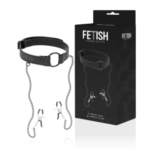 FETISH SUBMISSIVE™ – ANEL DE GAG COM Grampos DE BICO