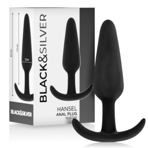 BLACK&SILVER™ – PLUG ANAL DE SILICONE HANSEL™ COM CABO PEQUENO