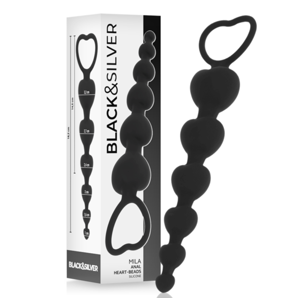 BLACK&SILVER™ - CADEIA DE CORAÇÕES ANAL MILA 18 CM