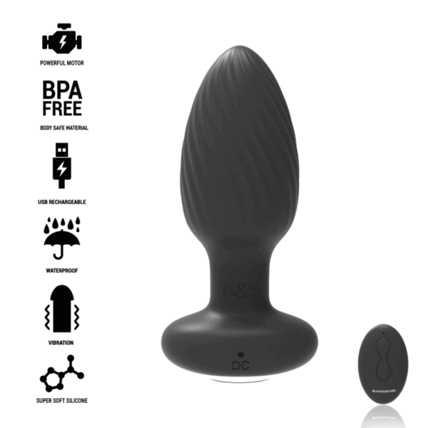 BLACK&SILVER™ - PLUG DE POÇOS SILICONE ANAL ROTATOR CONTROLE REMOTO