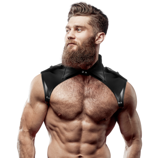 FETISH SUBMISSIVE ATTITUDE™ – ARNÊS DE PESCOÇO DE COURO ECO AJUSTÁVEL BRIGADA MASCULINA