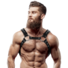 FETISH SUBMISSIVE ATTITUDE™ - ARNÊS DE PEITO DE COURO ECO MASCULINO COM PREGOS