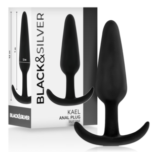 BLACK&SILVER™ – PLUG ANAL DE SILICONE KAEL COM CABO MÉDIO