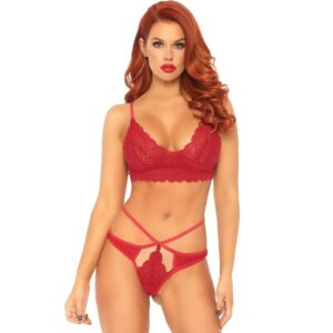 CONJUNTO LEG AVENUE 2 PEÇAS BRALETTE DE RENDA E CALÇA S/M