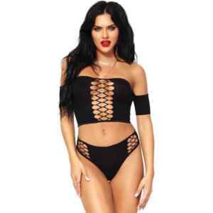 CONJUNTO LEG AVENUE 2 PEÇAS CROPP TOP OPACO E CALÇA TAMANHO ÚNICO