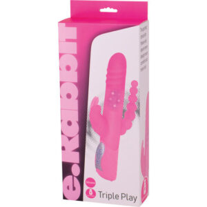 SEVENCREATIONS E RABBIT TRIPLE PLAY – PINK TRIPLE STIMULATION VIBRATOR