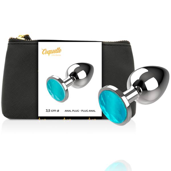 COQUETTE CHIC DESIRE -  ANAL PLUG METAL AZUL COR TAMANHO M 3,5 X 8 CM
