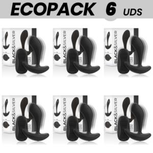 ECOPACK 6 UNIDADES – BLACK&SILVER PLUG ANAL DWAYNE CONTROLE REMOTO DE SILICONE