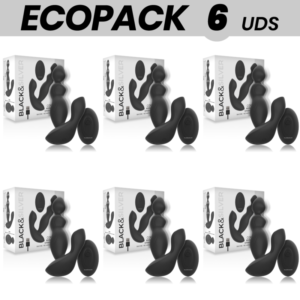 ECOPACK 6 UNIDADES – BLACK&SILVER CORA PLUG ANAL CONTROLE REMOTO DE SILICONE