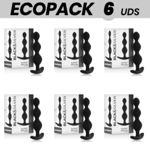 ECOPACK 6 UNIDADES – CORRENTE DE BOLA ANAL BLACK&SILVER RUPERT 10 CM