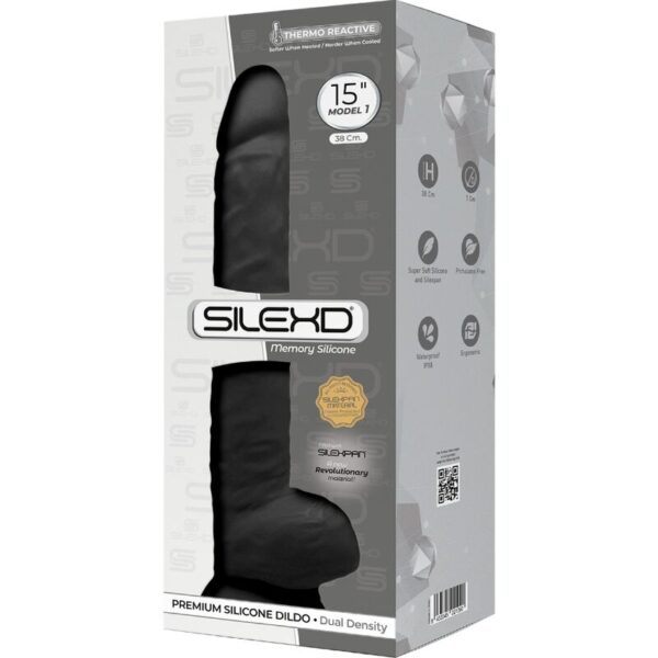 SILEXD - MODELO 1 PÊNIS REALÍSTICO PREMIUM SILEXPAN SILICONE PRETO 38 CM - Image 4