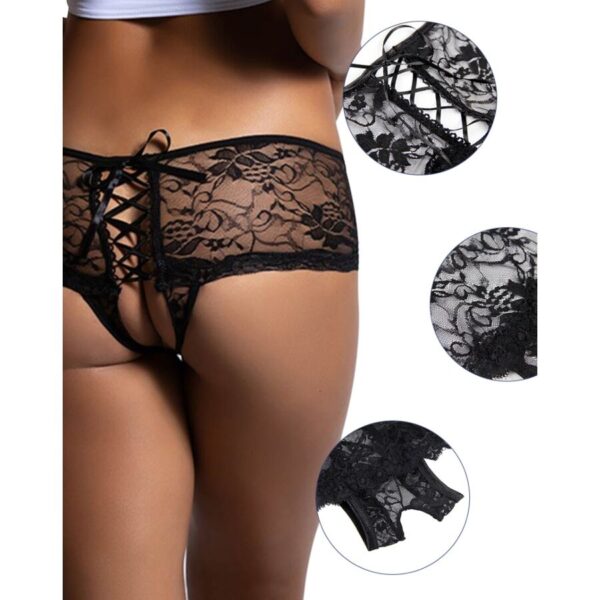 CALÇAS DE Renda FLORAIS QUEEN LINGERIE ABERTO NAS COSTAS L / XL - Image 2