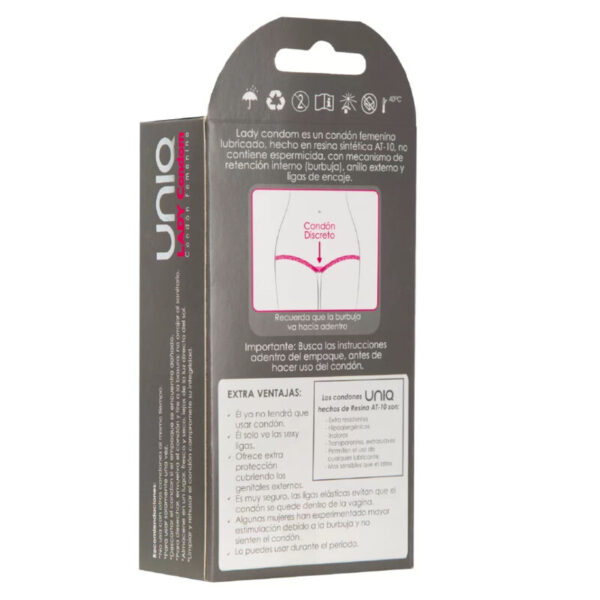 UNIQ - LADY CONDOM PRESERVATIVOS FEMININOS SEM LÁTEX COM CINTA LIGA 3 UNIDADES - Image 3