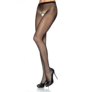 LEG AVENUE – CALA DE NYLON COM ABERTURA DE VIRILHA PRETA